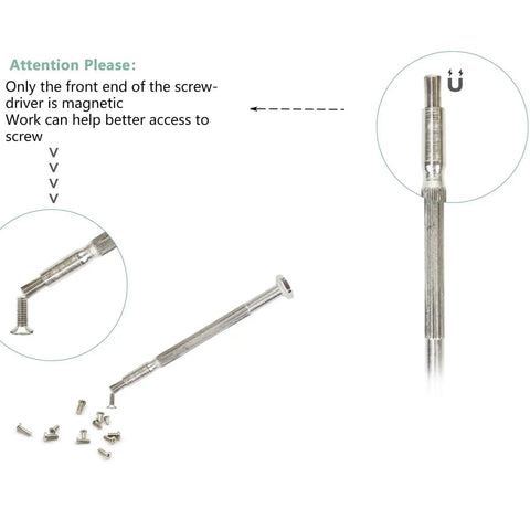 Compact 11 Piece Precision Screwdriver Set for watch, eyeglasses, and electronics repair with magnetic tip and tiny screws.