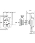 Technical drawing of Push Button Latch Three Pack For Campervan Cabinets And Drawers Easy Press Release Cabinet Lock Kit