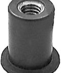 Premium Captive Brass Well Nuts Serve Up Smooth Metal Assembly and Easy Shop Fixes, black well nut with threaded interior.