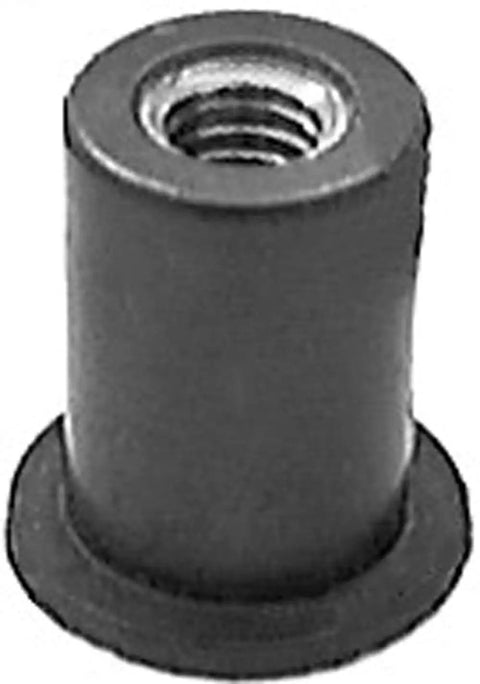 Premium Captive Brass Well Nuts Serve Up Smooth Metal Assembly and Easy Shop Fixes, black well nut with threaded interior.
