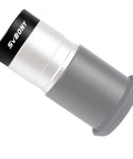 0.5x Telescope Focal Reducer For 1.25 Inch Eyepieces With M28x0.6 Threads On Both Sides in silver and black, angled view