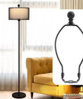 Solid Build Black 10 Inch Lamp Shade Harp Holders 2 Pack Heavy Duty Metal Table And Floor Fixture Adapters with a floor lamp and harp holder