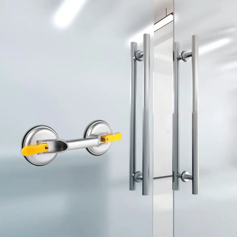Super Heavy Duty 2 Jaw Glass Suction Cup Lifter Tool With Spring Loaded Locking Handle Made From Durable Aluminum Alloy And Rubber for smooth surface handling.
