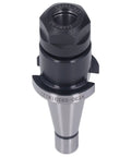 Heavy Duty Milling Chuck Collet Shank Holder For CNC Lathe Operations With Vacuum Quenched Steel Build For Extreme Hardness And Toughness Plus Integrated Structure To Disperse Pressure Like A Boss, black and silver four-inch holder.