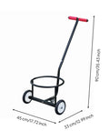 Heavy Duty Steel Bucket Cart With Padded Handle, Two Wheel Rolling Transport Cart For Buckets And Containers, Easy Glide Wheels, Tubular Frame, Portable Home And Yard Helper For Moving Heavy Loads Without Lifting. black steel cart, 90 cm tall