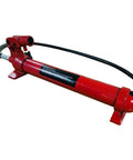10 Ton Hydraulic Hand Pump Ram For Heavy Duty Lifting And Auto Repair Tool with red enamel cylinder and black hose