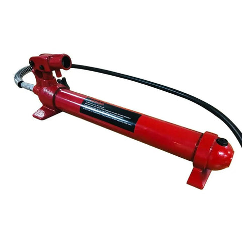 10 Ton Hydraulic Hand Pump Ram For Heavy Duty Lifting And Auto Repair Tool with red enamel cylinder and black hose