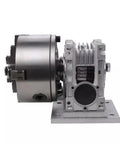 Heavy Duty Cnc Router Rotary Fourth Axis Kit Featuring Knockout Nema 34 Stepper Motor And Ironclad 130mm Four Jaw Chuck, side view.