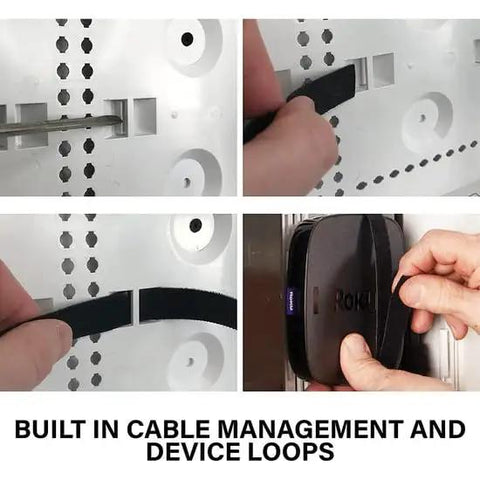 Built-in cable management loops on Straight Up Zero Clutter In Wall Media Box for smooth hassle free cable management.