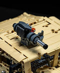 Technic RC Hummer kit with detailed armored design and turret, part of a 4WD off-road Mecanum wheel vehicle for all-directional drifting.