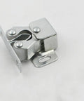 Close-up of 15 Piece Stainless Steel Cabinet Door Latch with Double Ball Catch and Robust Spring Latch, heavy duty silver roller catch.