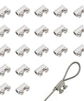 20 Pieces Upgraded Wire Rope Cable Clamps With 3mm Wire Holes For Single And Multi Cable Runs Twelve By Five Point Five Millimeter Clip M3 Screw Hole Indoor Durable Iron Clip Set Budget Friendly Heavy Duty arranged in grid with cable example.