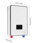 No Wait Times Tankless Water Heater Brings Kickin Hot Flow Straight To You Using A 4500W Wall Mounted Stainless Steel Unit side view with dimensions.