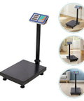 Heavy Duty Shipping Scale With 660 Pound Capacity Foldable Digital Platform in black with LED display on a stable surface.