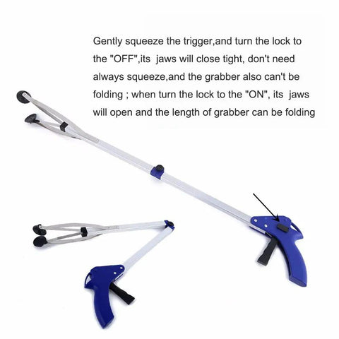 32 Inch Extra Long Reacher Grabber With Folding Design, Heavy Duty Mobility Arm Extender, Ergonomic Trigger Handle With Lock Mode, Elderly Friendly, Durable Gripper Tool For Household Reach, Trash Pickup And Reaching Hard To Access Items