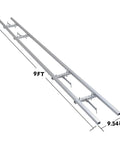9 Foot Rail Mill Guide System With Aluminum Profiles And Nail Clamps, overhead view showing length and width dimensions.