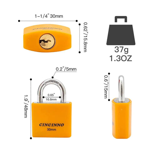 Set Of Eight 30mm Aluminum Weatherproof Padlocks Keyed Alike With Vinyl Covered Bodies Double Locking For Sheds Storage Units Gym