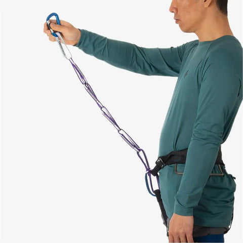 Slick Personal Anchor System For Gnarly Ascents Featuring Legit 11 mm Monster Webbing tight controls held by climber.