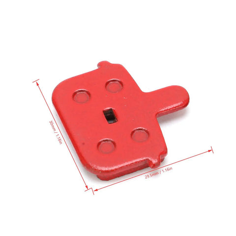 Single red semi-metallic brake pad from Eight Pack SemiMetallic Disc Brake Pads For Mountain And Electric Bikes Durable Low Noise High Heat Resistant Bicycle Brake Pad Replacement Set For Smooth Stops And Long Life.