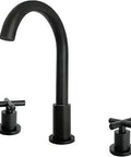 Matte Black Widespread Bathroom Faucet Set, 8 Inch Deck Mount, Double Cross Handles, 3 Hole Lavatory Sink Mixer Tap