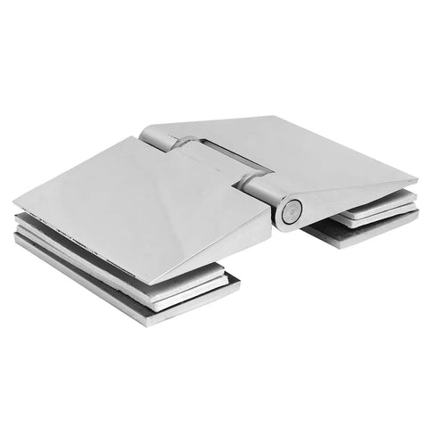 Heavy Duty Beveled Double Sided Shower Door Hinge Fits 8 To 12 Mm Tempered Glass Crafted From Corrosion Free 304 Stainless Steel.