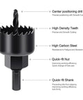 Ultimate 5 Piece Heavy Duty Hole Saw Kit Ranging From 64 To 127mm For Smooth Wood And Plasterboard Drilling Projects That Get Stuff Done Right. black hole saw with center drill, high carbon steel teeth and quick-fit shank