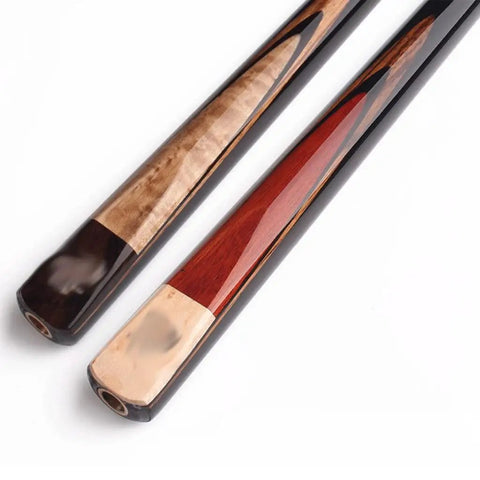 Top Shelf Snooker Cue Stick Built With Real Canada Ash Shaft And Slick Brass Joint For Game Changing Precision Shooting Heavy Hitter Balance Comes With Tough Case, showcasing unique shaft designs.