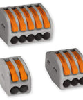 140 Piece Push In Wire Nuts Assortment, Solid Stranded Copper Connector Set, orange lever nuts in varying sizes for electrical wiring.
