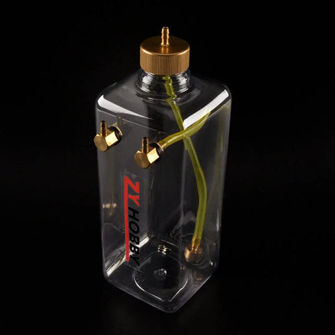 Clear 1000ML RC Gas Fuel Tank For RC Airplanes With Transparent Plastic Bottle, Metal Cap Inlet And Outlet, Lightweight 114g