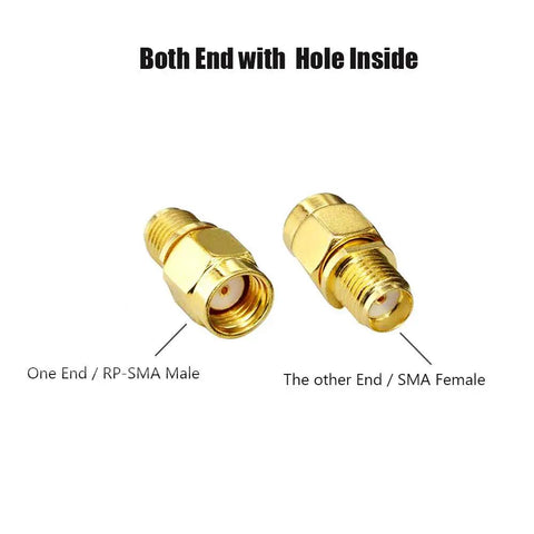 4 Pack SMA Female To RP-SMA Male RF Coaxial Adapters for Antennas and Wireless Gear, showing both connector ends.