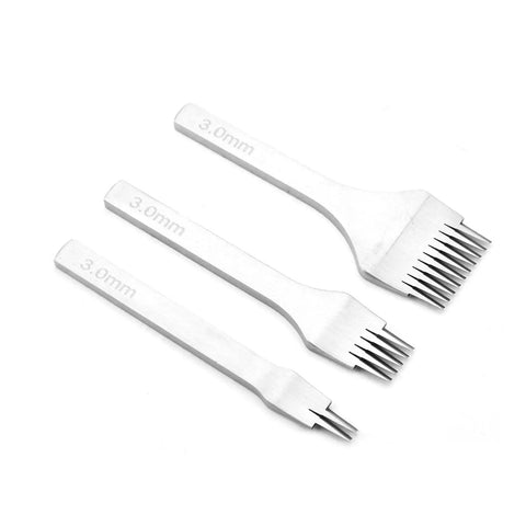 3 2 5 10 Prong Leather Punch Tool Set Pro Grade With White Steel Chisel Kit And Smooth Polished Handles For Precise Spacing