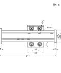 Technical drawing of 100mm Travel Linear Rail Guide SFU1605 Ballscrew With NEMA17 Stepper Motor showing measurements and dimensions