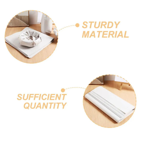 50 Sheets White Newsprint Paper For Moving And Shipping Wrapping And Cushioning Antiques And Mirrors on a wooden table