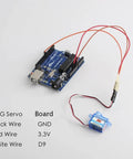 Ultra Light 3.7g Digital RC Servo GH-S37D wired to a board with black, red, and white wires