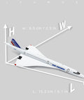 Concorde Diecast Airplane Model 1/400 Scale With Stand All Metal Air France Plane Collectible Cool Desk Piece For Display Or Shelf Realistic Painted Metal Jet Souvenir.