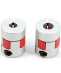 Two Pack Aluminum Plum Shaped Flexible Shaft Coupler 6.35 mm To 8 mm Bore 20 mm Diameter 25 mm Length Heavy Duty Torque
