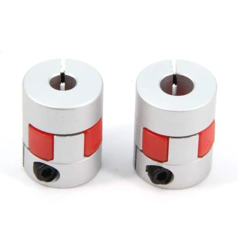 Two Pack Aluminum Plum Shaped Flexible Shaft Coupler 6.35 mm To 8 mm Bore 20 mm Diameter 25 mm Length Heavy Duty Torque
