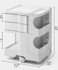 Hella Steady Multipurpose Utility Storage Cart With Smooth Swivel Wheels Crafted From Tough Abs Plastic For Organizing Living Room Bedroom Or Office Space, dimensions displayed.