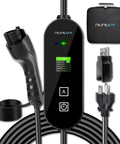 Level 1 And Level 2 EV Charger For Home Use And On The Go 8 To 16 Amp 110 To 240V NEMA 6-20P And NEMA 5-15P J1772 Compatible Intelligent LCD Display Four Level Current And Scheduled Charging.