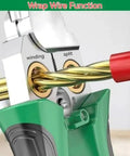Premium Ergonomic Wire Stripper With Padded Grip for clean insulation removal on multi size cables showing winding and split function.