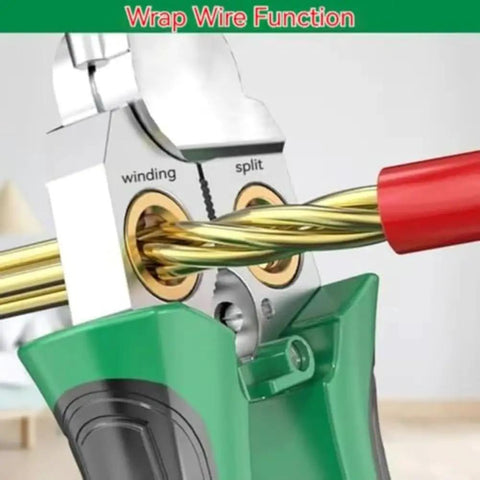 Premium Ergonomic Wire Stripper With Padded Grip for clean insulation removal on multi size cables showing winding and split function.