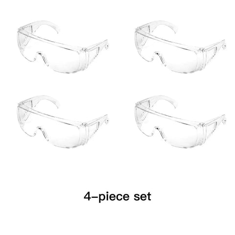4 Pack Anti Fog Clear Lens Safety Glasses That Fit Over Eyeglasses With Wraparound Side Shields, 4-piece set