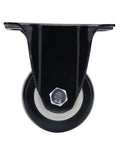 Jauarta Polyester Casters 63mm Heavy Duty Wheels black caster with stainless steel bracket and silent wheel design from top view.