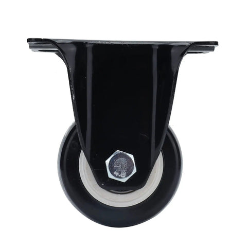 Jauarta Polyester Casters 63mm Heavy Duty Wheels black caster with stainless steel bracket and silent wheel design from top view.