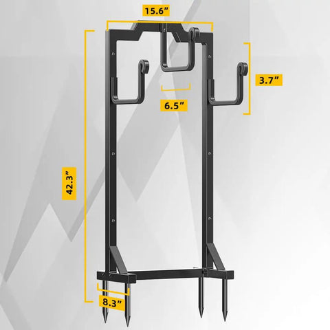 Black Garden Hose Reel Holder With Four Foot Design Modern Metal Water Hose Hanger Organizer Stand For Yard And Patio