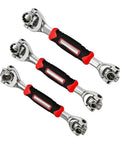Heavy Duty Swivel Socket Wrench Set 8mm To 21mm Perfect For Grease Monkey Projects Reaches Nasty Tight Spaces With Ease Non Magnetic Grip Handles Stubborn Bolts Like A Champ in three sizes with black and red rubber grips.