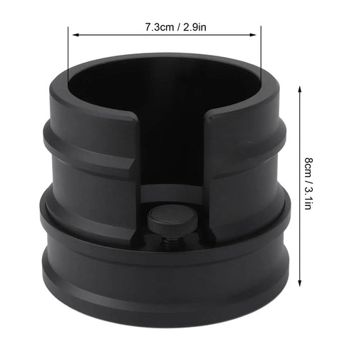 Heavy Duty Aluminum Coffee Portafilter Holder And Tamper Station Stand for 51Mm 53Mm 58Mm Espresso Machines, black holder showing dimensions.