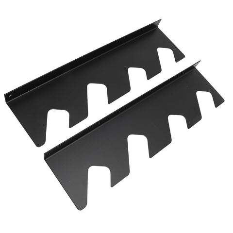 Top Shelf Heavy Iron Shovel And Rake Holder Wall Mounted Shed Tool Rack Rust Proof Open Design quick grab tool rack features a sturdy black finish.