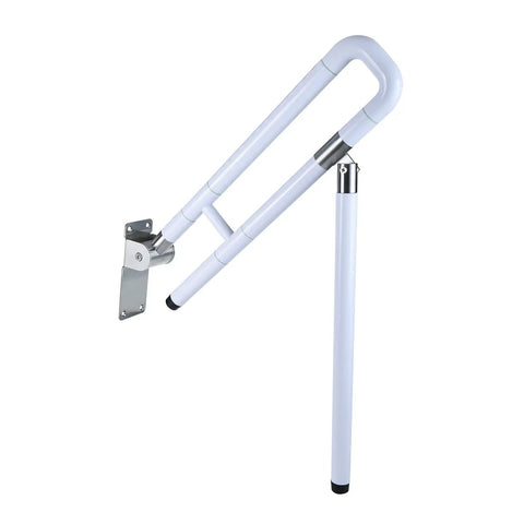 Foldable Toilet Grab Bar With Flip Up Design, Non Slip Stainless Steel Bathroom Safety Rails, white night glow nylon grip
