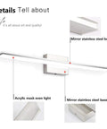 30 Inch Vanity Light Bar Over Mirror LED Chrome Bathroom Lighting 16W 6000K Cool White Acrylic Wall Fixture with steel body/base